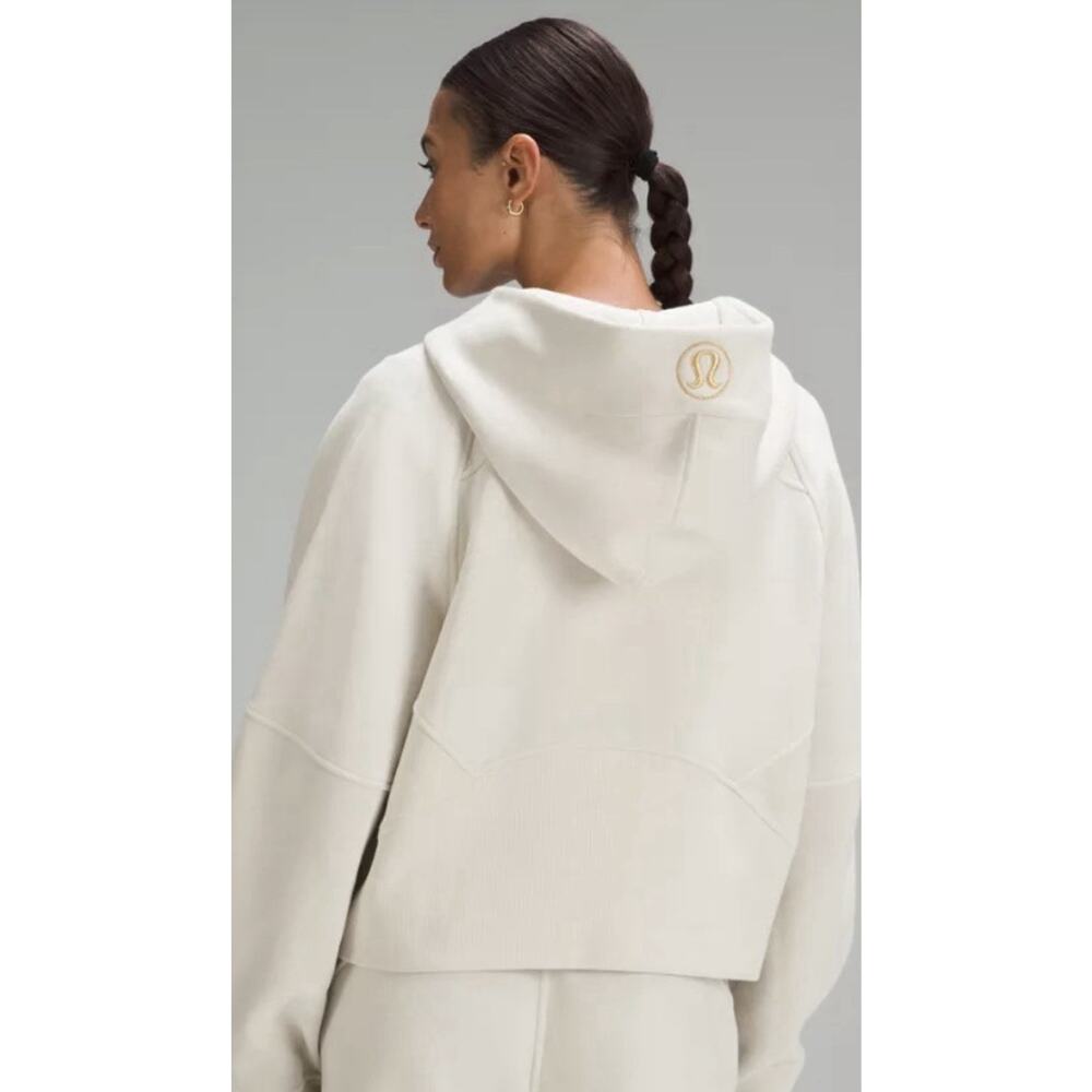 Lululemon Scuba Oversized Half Zip Hoodie BONE Gold Zip and Logo